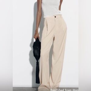 Zara Beige Trousers, Wide Legs